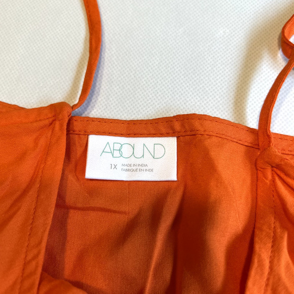 Abound Womens Orange Cami Top Ruffle Hem Button‎ Front Sleeveless 1X - Picture 2 of 12